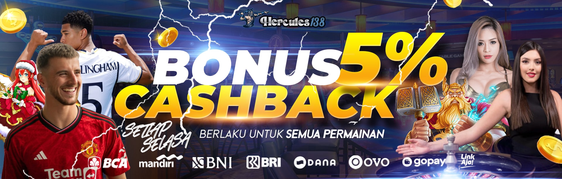 BONUS CASHBACK 5% SETIAP MINGGU